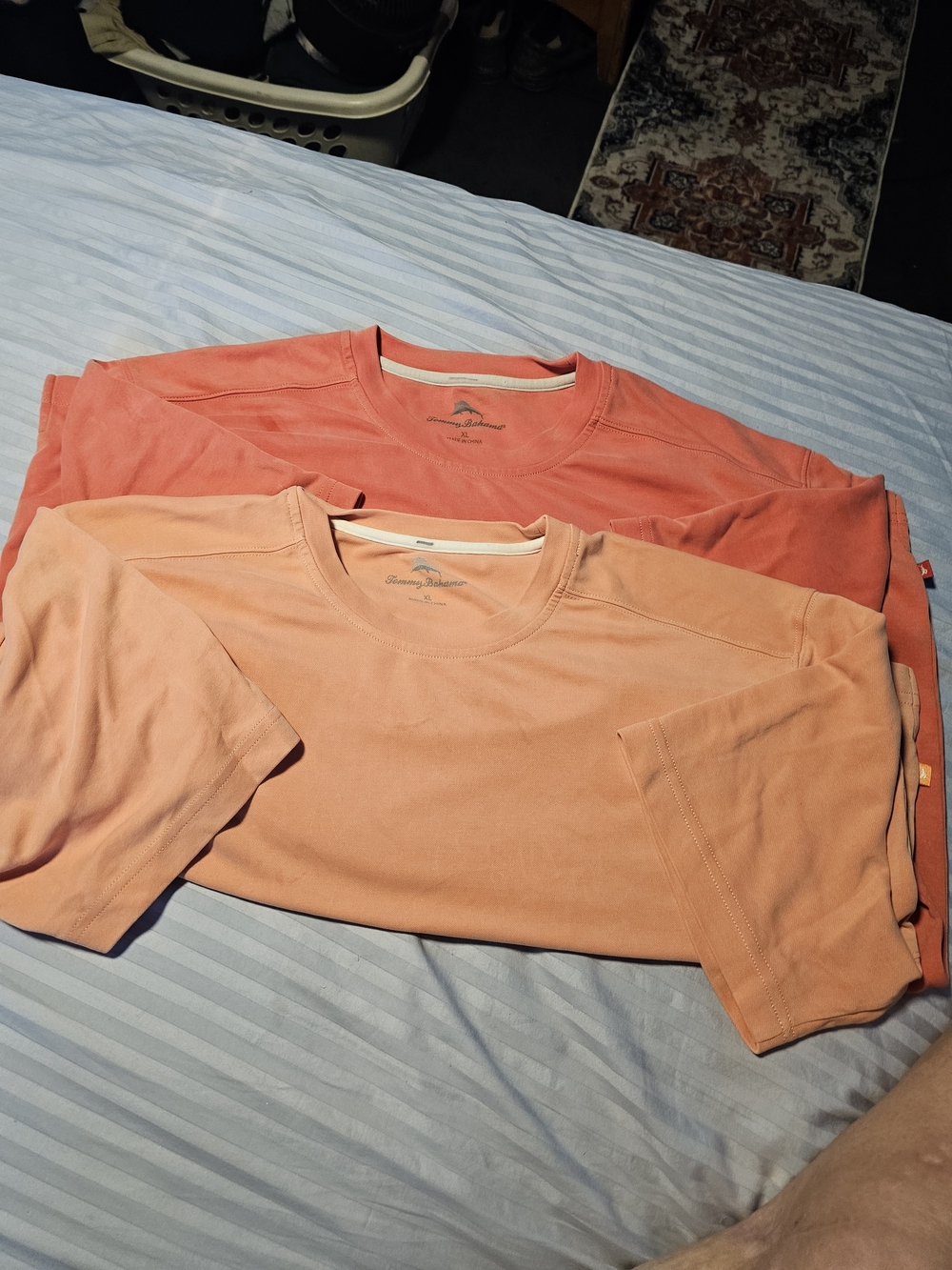 Tommy Bahama Mens Peach & Coral Crew Neck Tops